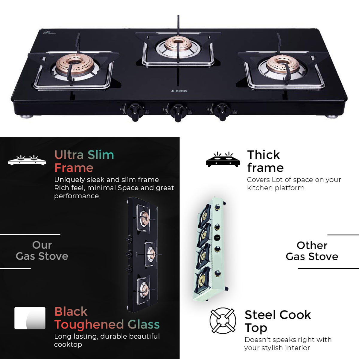Elica Free-standing Cooktop 773 CT Vetro Slimline SPF Elica Free-standing Cooktop 773 CT Vetro Slimline SPF - Image 4