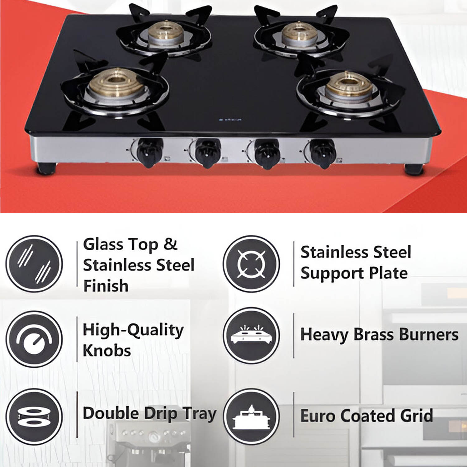 Elica Free-standing Cooktop 694 CT Vetro 2J TKN Crown Dt Series - Image 9