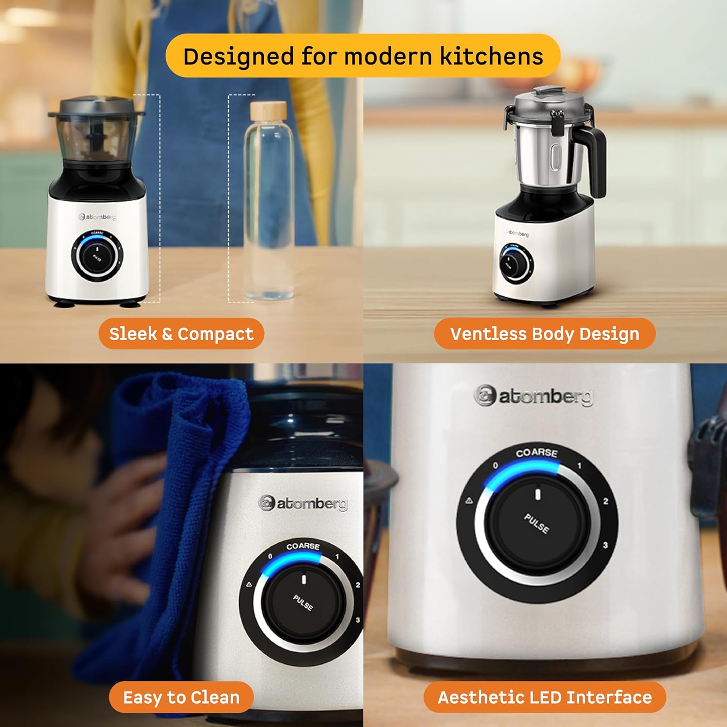 Atomberg Mixer Grinder with Coarse Mode getting Silbatta like texture, ZENOVA-White - Image 8