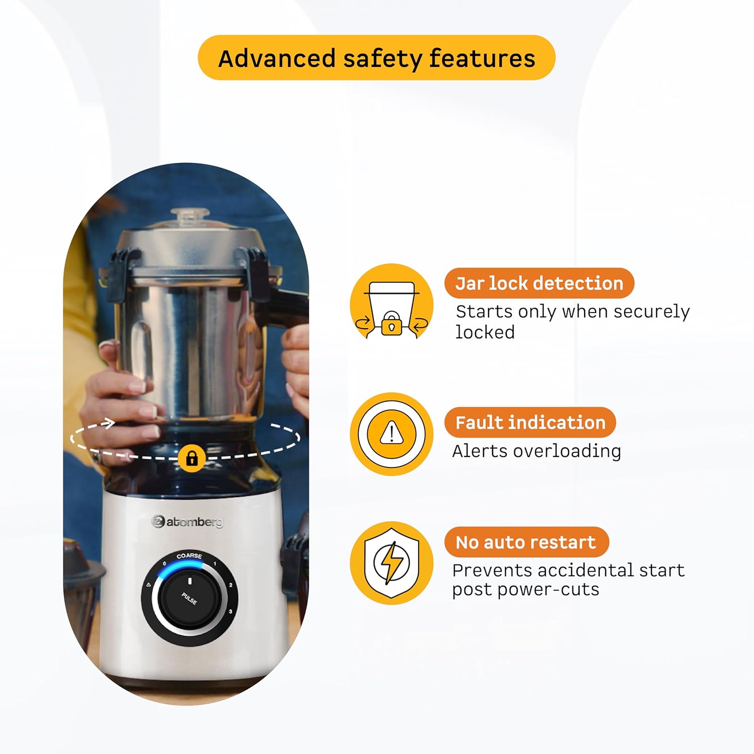 Atomberg Mixer Grinder with Coarse Mode getting Silbatta like texture, ZENOVA-White - Image 2