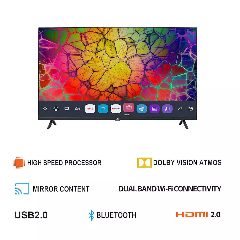 Akai Google Certified 4K TV with Dolby Audio, Black, GU-SFWS-AL55GU-SFWS - Image 2