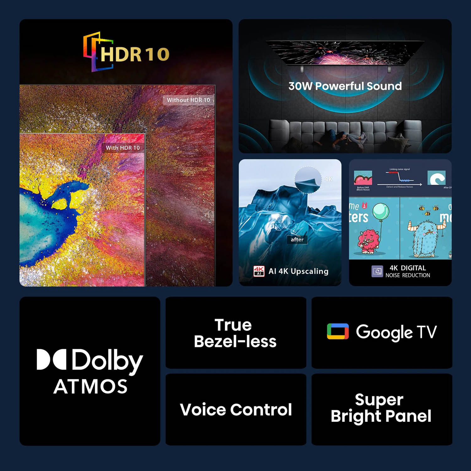 TOSHIBA 4K Ultra HD Google TV With Bezel Less Design, REGZA ZR Engine, AI 4K Up-scaling, Wi-Fi and 30 Watt Dolby Atmos Speaker, Silver, E350RP-43E350RP - Image 16