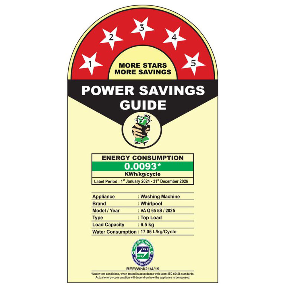 Whirlpool 6.5 KG Fully Automatic Washing Machine with 6th Sense Technology and Hard Water Wash, Grey, WHITEMAGIC CLASSIC-WM CLASSIC 6.5 GENX - Image 6