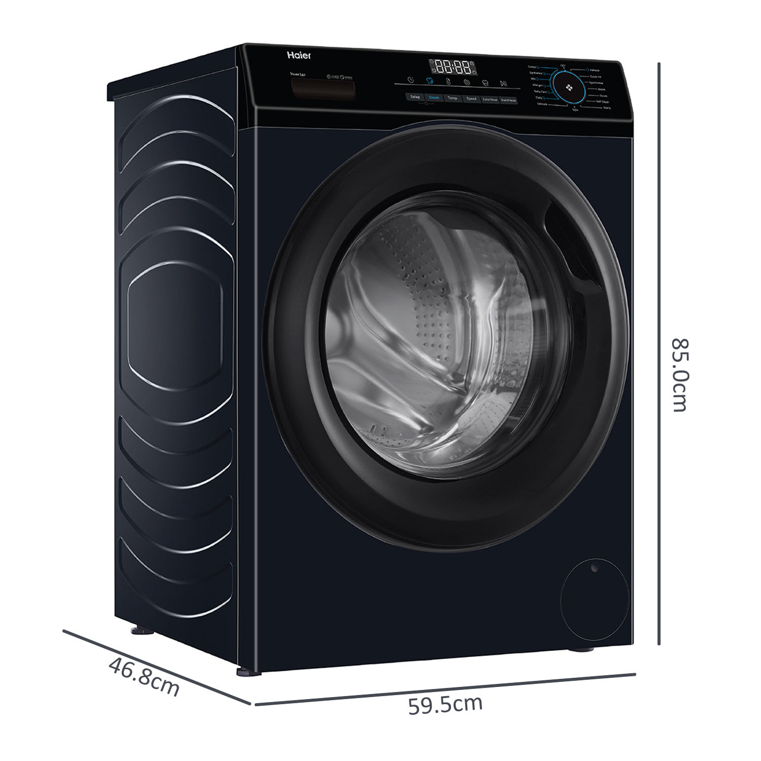 Haier 7 KG 1200 RPM Fully Automatic Frontload Machine with Inverter Motor, 525MM Super Drum and Dual Spray, Black, HW70-IM12929BK - Image 6