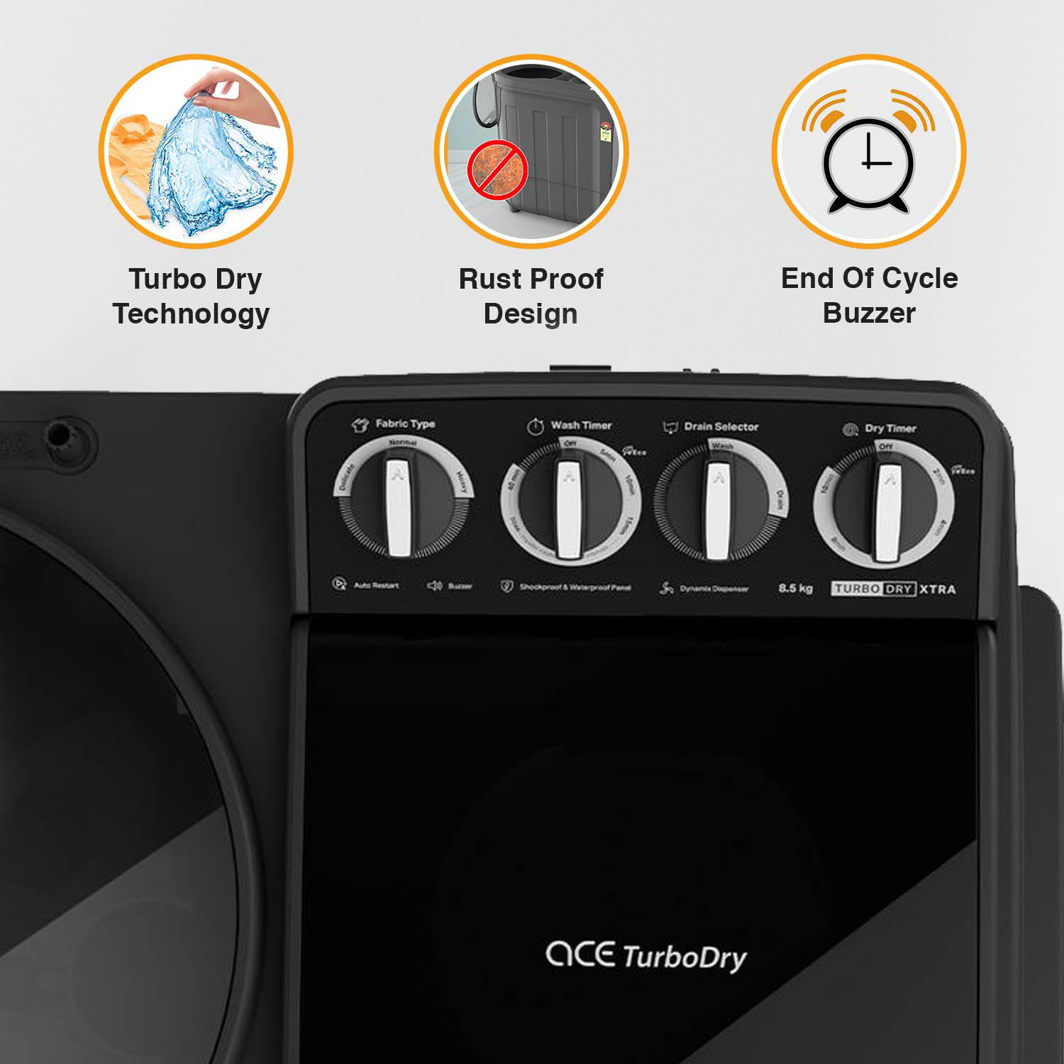 Whirlpool 8.5KG 5 Star Semi-Automatic Washing Machine with Turbo Lint Filter and Faster Drying, Ace Turbo Dry Xtraa-ACE 8.5 TRB DRY XTRAA PURPLE DZL (10YR) - Image 9