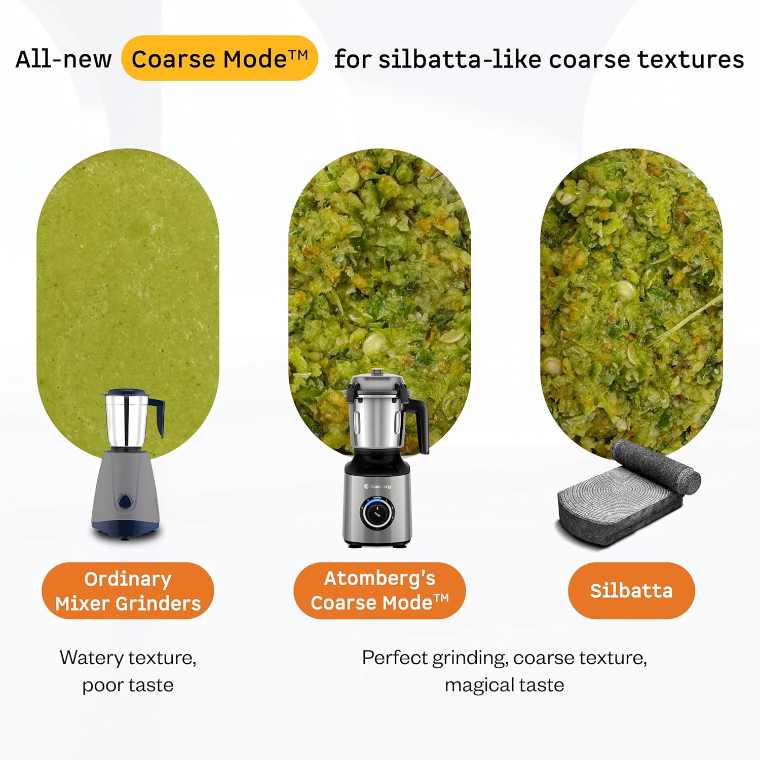 Atomberg Mixer Grinder with Coarse Mode getting Silbatta like texture, ZENOVA-Silver Grey - Image 7