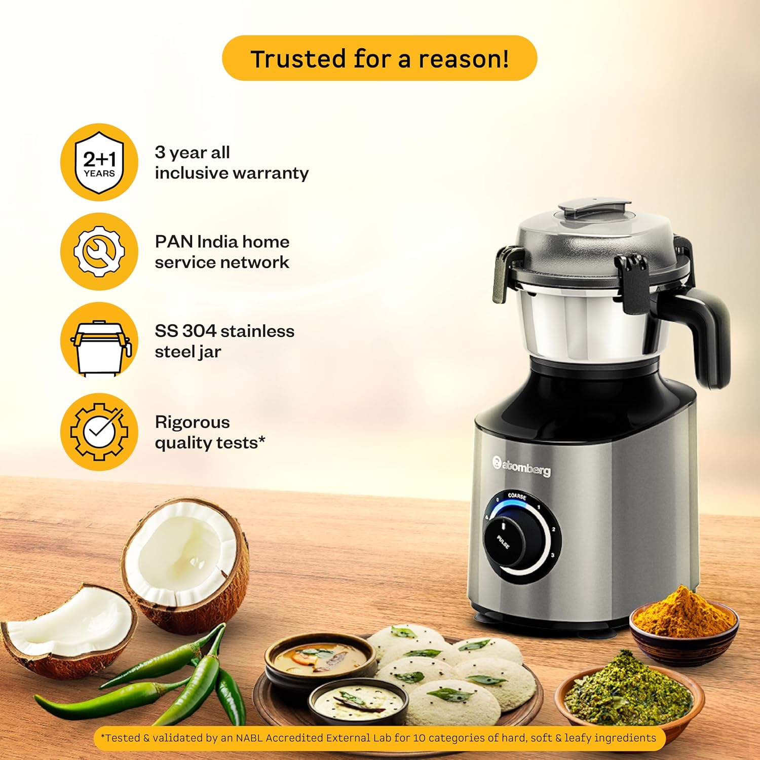 Atomberg Mixer Grinder with Coarse Mode getting Silbatta like texture, ZENOVA-Silver Grey - Image 6