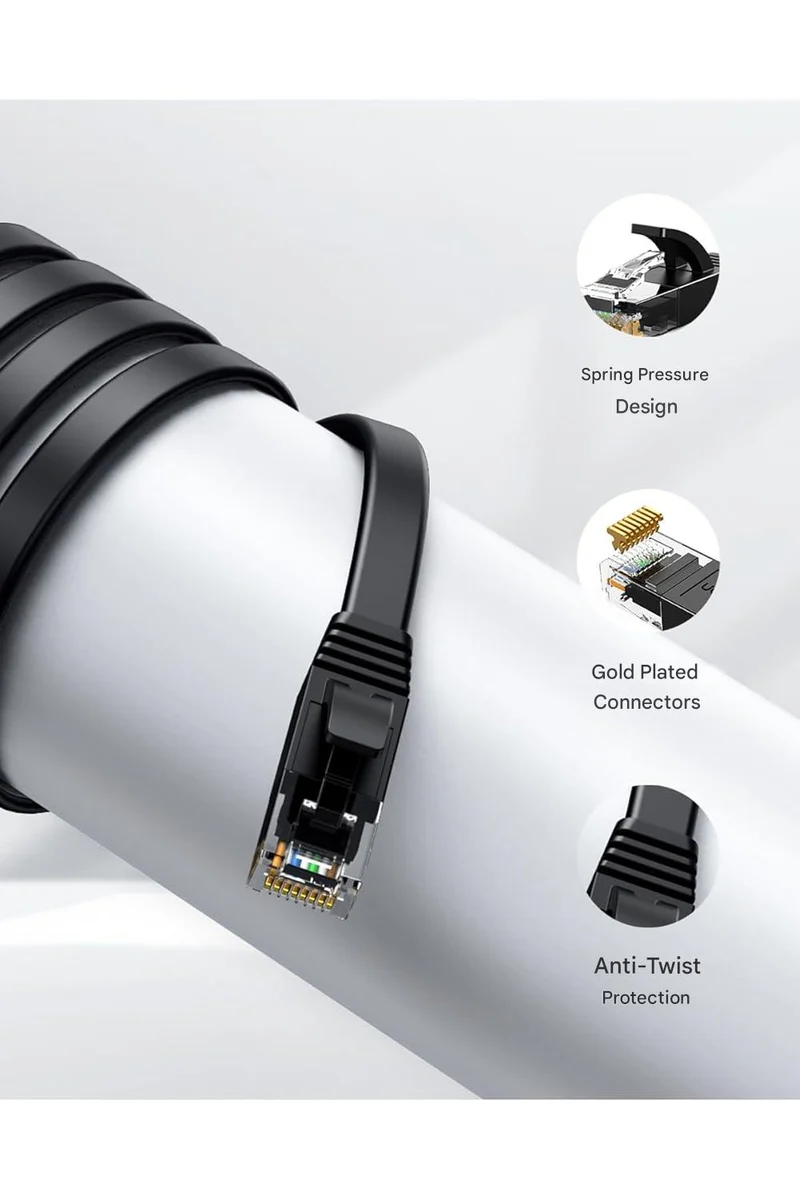 UGREEN 8M Cat 6 U/UTP Lan Flat Cable, Black (50177) - Image 3