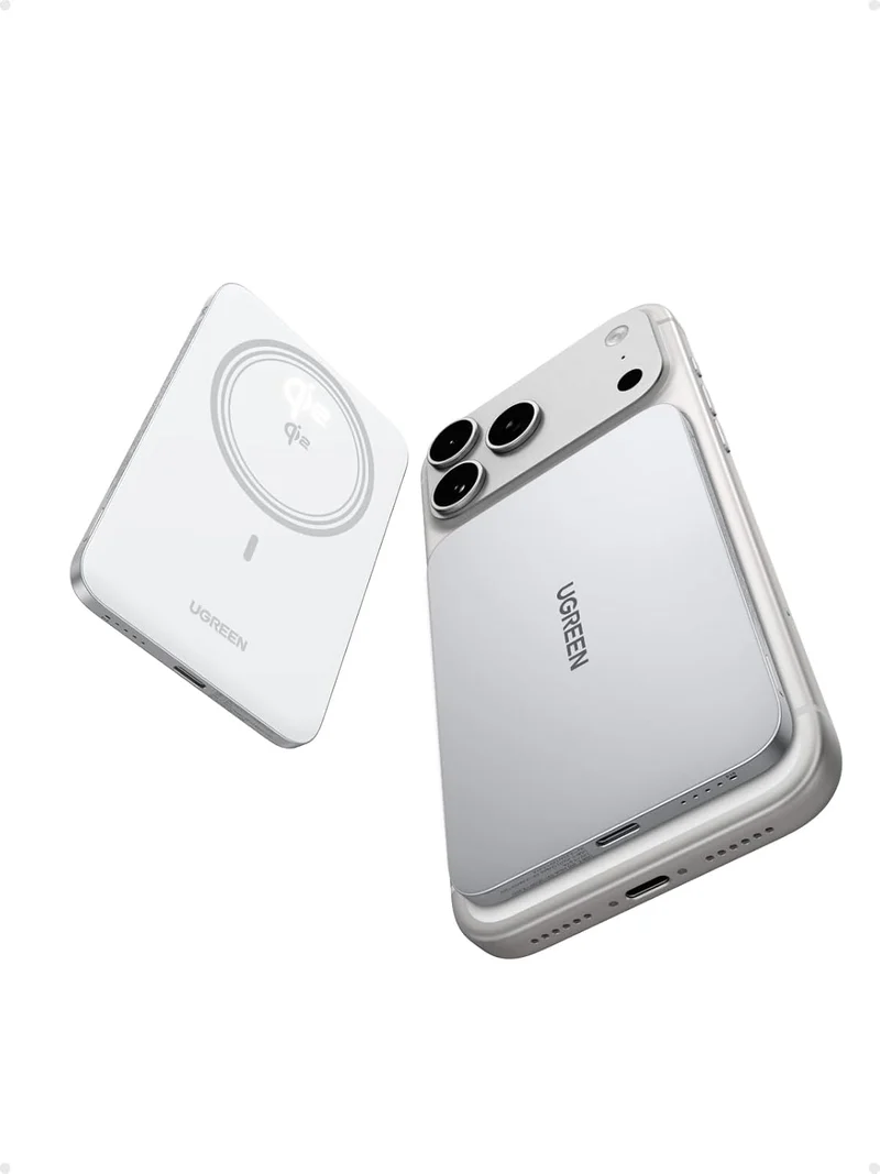 UGREEN Magflow Air QI2 Power Bank, 8.6mm Ultra-Slim 5000mAh Magnetic Battery, 20W PD Fast Charging, MagSafe-Compatible with 17/16/15/14 Series, 95931B - Image 1