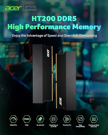 Acer HT200 DDR5 RAM 32GB (16GBx2) 6000MHz CL30 PC5-48000, Intel XMP 3.0 AMD Expo Compatible Computer Memory - BL.9BWWA.439 - Image 2