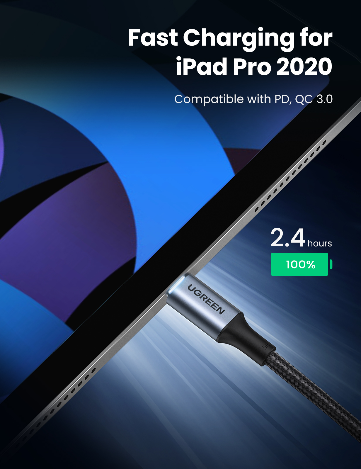 UGREEN 2M USB-C to USB-C Cable, 100W PD Charging Cord for Apple MacBook Pro, Huawei Matebook, iPad Pro 2018, Chromebook, Pixel 3 XL, Samsung Note 10 S10, Nintendo Switch (70429) - Image 8