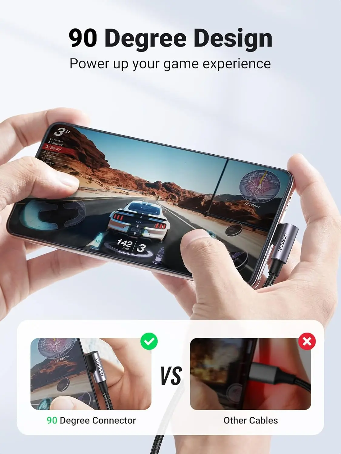 UGREEN 60W USB C to USB C Cable, Right Angle 90 Degree L Shape, PD Fast Charging Cord for iPhone 17 Pro Max/16, Google Pixel 10/9, Galaxy S25 Ultra/S24, MacBook Pro, iPad 2024, Switch, 0.5M (50123) - Image 5