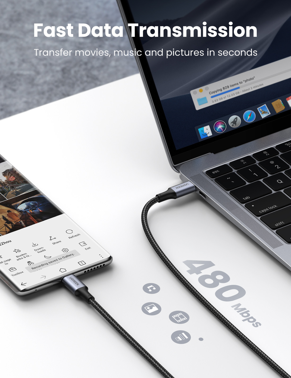 UGREEN 3M USB C to USB C Cable 100W Fast Charge USB C 2.0 5A PD Nylon Braided Compatible for MacBook Pro 2021 iPad Pro Samsung Galaxy S21 S20 Note 20 Dell XPS Pixel (90120) - Image 18