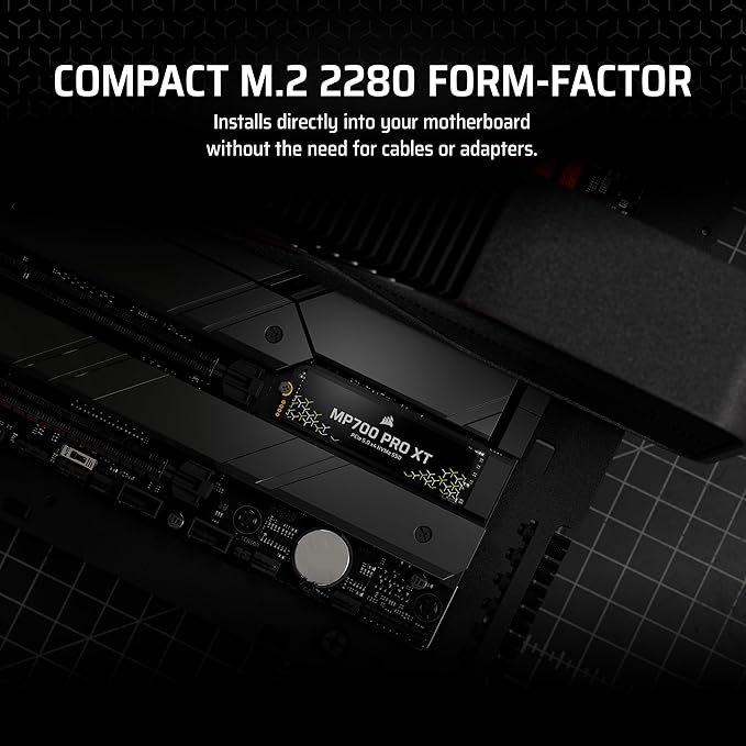 Corsair MP700 PRO XT 4TB PCIe 5.0 NVMe M.2 SSD – Up to 14,900 MB/s, Gen5 Speed, DirectStorage Ready for Gaming PCs – Black - Image 4