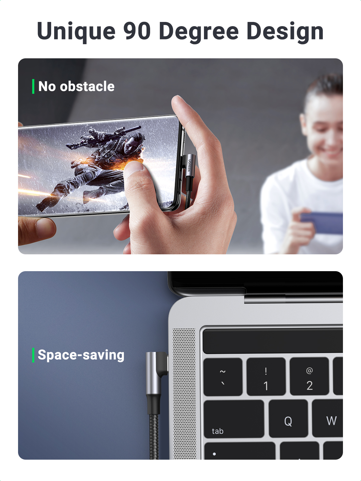 UGREEN 3FT/1M USB C to USB C Angled 2.0 M/M 100W Cable Fast Charging 5A Type C PD Nylon Braided Cord Compatible for MacBook Pro Air iPad Pro 2020 Chromebook Galaxy S21 S20 Note 20 Dell XPS Pixel (70643) - Image 14