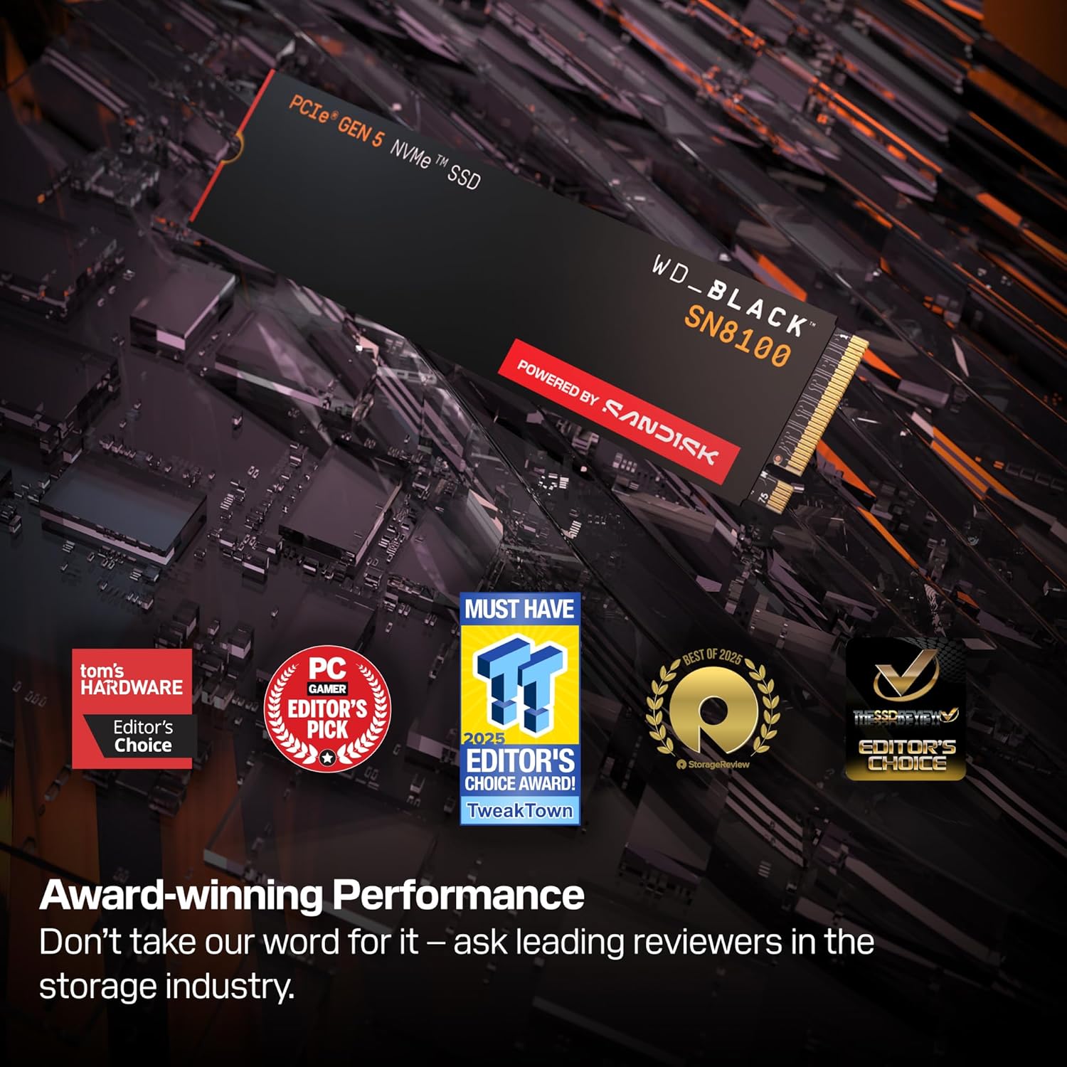 WD_Black SN8100 NVMe 1TB, Up to 14900MB/s R, 11000MB/s W, 5Y Warranty, PCIe Gen 5 M.2 (2280), Internal SSD (WDS100T1X0M-00CMT0) - Image 2