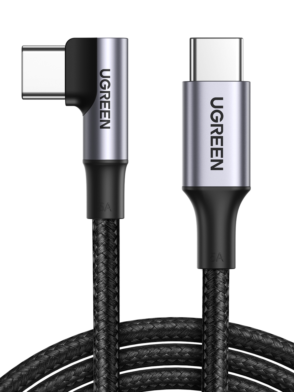 UGREEN 3FT/1M USB C to USB C Angled 2.0 M/M 100W Cable Fast Charging 5A Type C PD Nylon Braided Cord Compatible for MacBook Pro Air iPad Pro 2020 Chromebook Galaxy S21 S20 Note 20 Dell XPS Pixel (70643) - Image 1