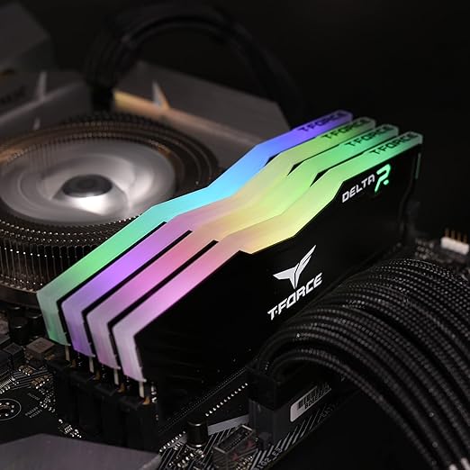 TeamGroup T-Force Delta RGB 2x16GB 3200MHz (3200MT/s) CL16 Black, 32GB DDR4 RAM Kit, Desktop Gaming Memory, Metal Heatsink, ARGB Sync, XMP 2.0, for Intel/AMD CPU, High Performance Low Latency Module - Image 2