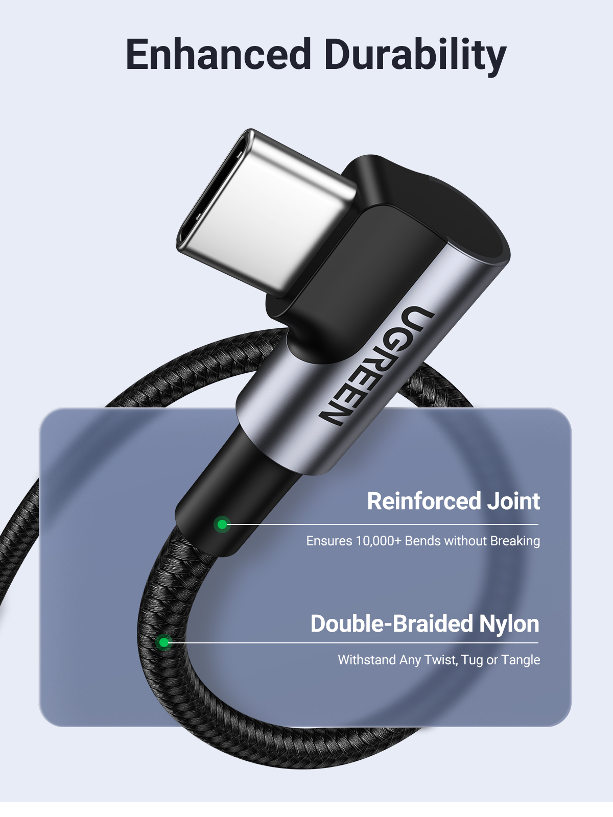 UGREEN 3FT/1M USB C to USB C Angled 2.0 M/M 100W Cable Fast Charging 5A Type C PD Nylon Braided Cord Compatible for MacBook Pro Air iPad Pro 2020 Chromebook Galaxy S21 S20 Note 20 Dell XPS Pixel (70643) - Image 11