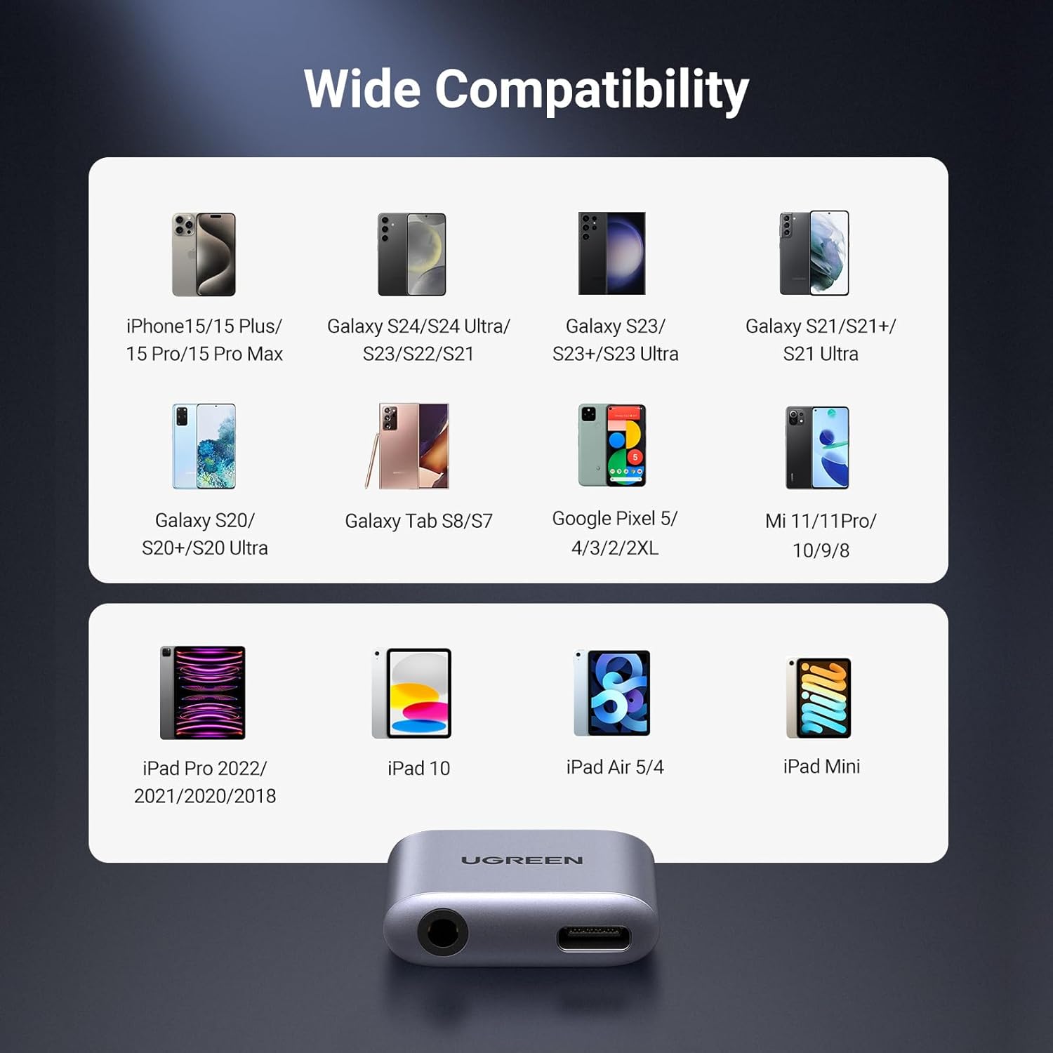 UGREEN USB C to 3.5mm Headphone and Charger Adapter 2 in 1 Type C to Aux Audio Jack with PD 3.0 60W Fast Charging Dongle Compatible with S25 Ultra iPad Pro Switch 2 (60164) - Image 6