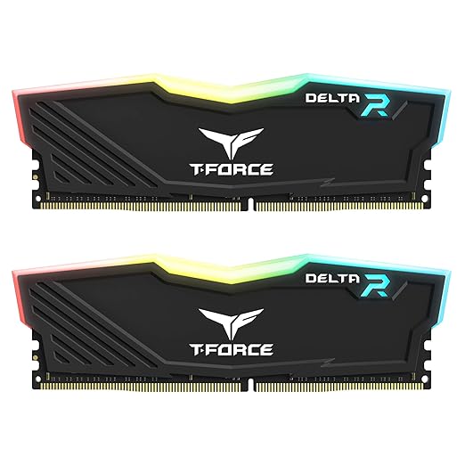 TeamGroup T-Force Delta RGB 2x16GB 3200MHz (3200MT/s) CL16 Black, 32GB DDR4 RAM Kit, Desktop Gaming Memory, Metal Heatsink, ARGB Sync, XMP 2.0, for Intel/AMD CPU, High Performance Low Latency Module - Image 1