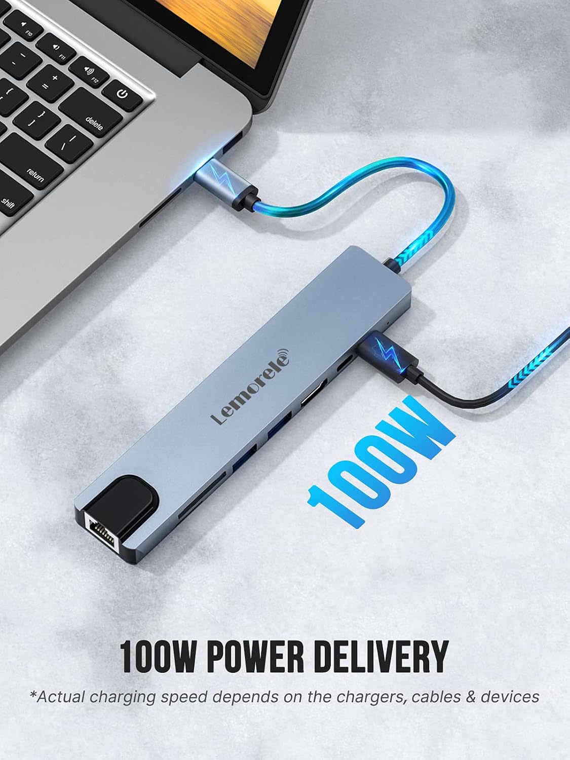 Lemorele 8 in 1 USB C Hub Multiport Adapter, Docking Station with 4K HDMI, RJ45 Ethernet, USB Ports, 100W PD, SD/TF Card Reader for MacBook Pro/Air M1 - Image 5