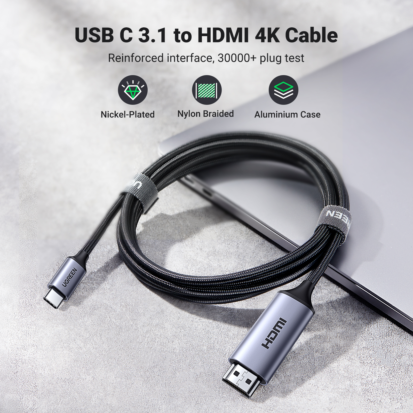 UGREEN 1.5M USB Type C Male to HDMI Male Cable, Aluminum Shell/Double Nylon Braided/Thunderbolt 3/4K@60Hz Support (50570) - Image 28