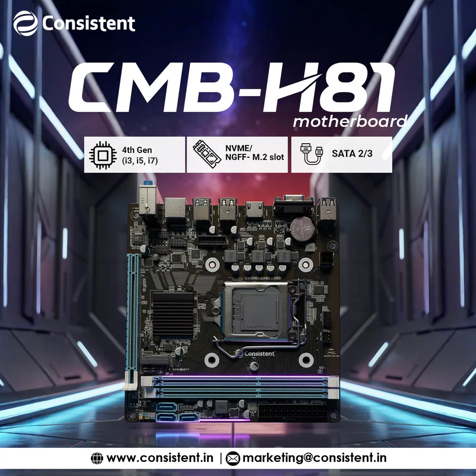 Consistent H-81 Motherboard 4th Gen i3, i5, i7, DDR3 Slots for RAM, with GMA 950 Graphic Card, Motherboard with Sound Card, SATA 2&3, 3Y Warranty Consistent H-81 Motherboard 4th Gen i3, i5, i7, DDR3 Slots for RAM, with GMA 950 Graphic Card, Motherboard with Sound Card, SATA 2&3, 3Y Warranty - Image 1