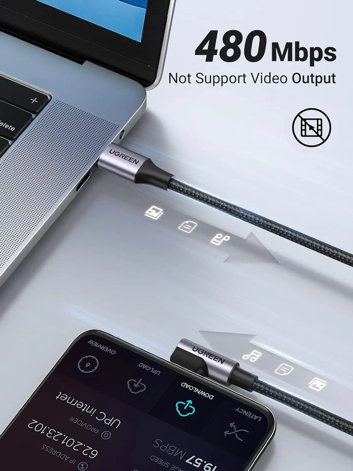 UGREEN 60W USB C to USB C Cable, Right Angle 90 Degree L Shape, PD Fast Charging Cord for iPhone 17 Pro Max/16, Google Pixel 10/9, Galaxy S25 Ultra/S24, MacBook Pro, iPad 2024, Switch, 0.5M (50123) - Image 6