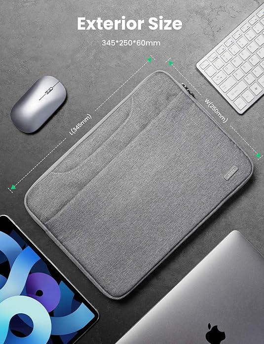 UGREEN Laptop Carry Bag for 14–14.9″ | Water-Resistant Protective Sleeve with Three-Layer Protection & Organized Front Pocket (Gray, Model 50337) - Image 2