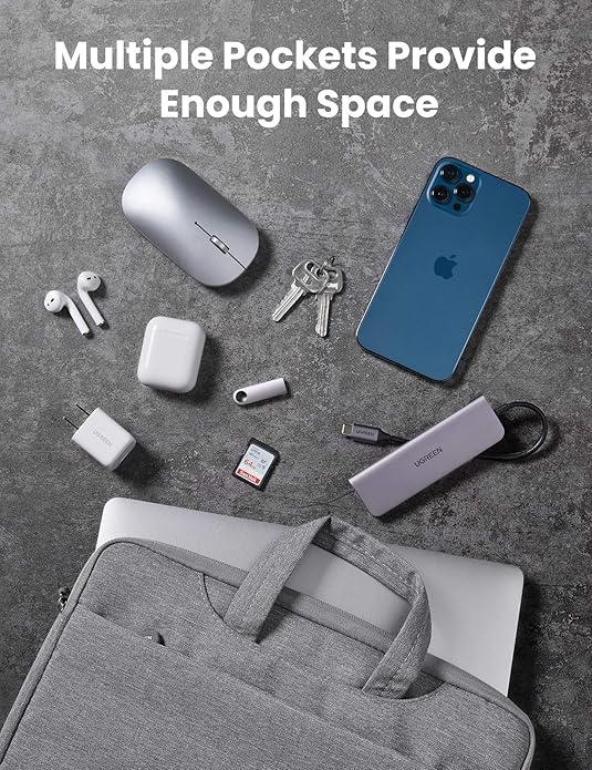 UGREEN Laptop Carry Bag for 14–14.9″ | Water-Resistant Protective Sleeve with Three-Layer Protection & Organized Front Pocket (Gray, Model 50337) - Image 5