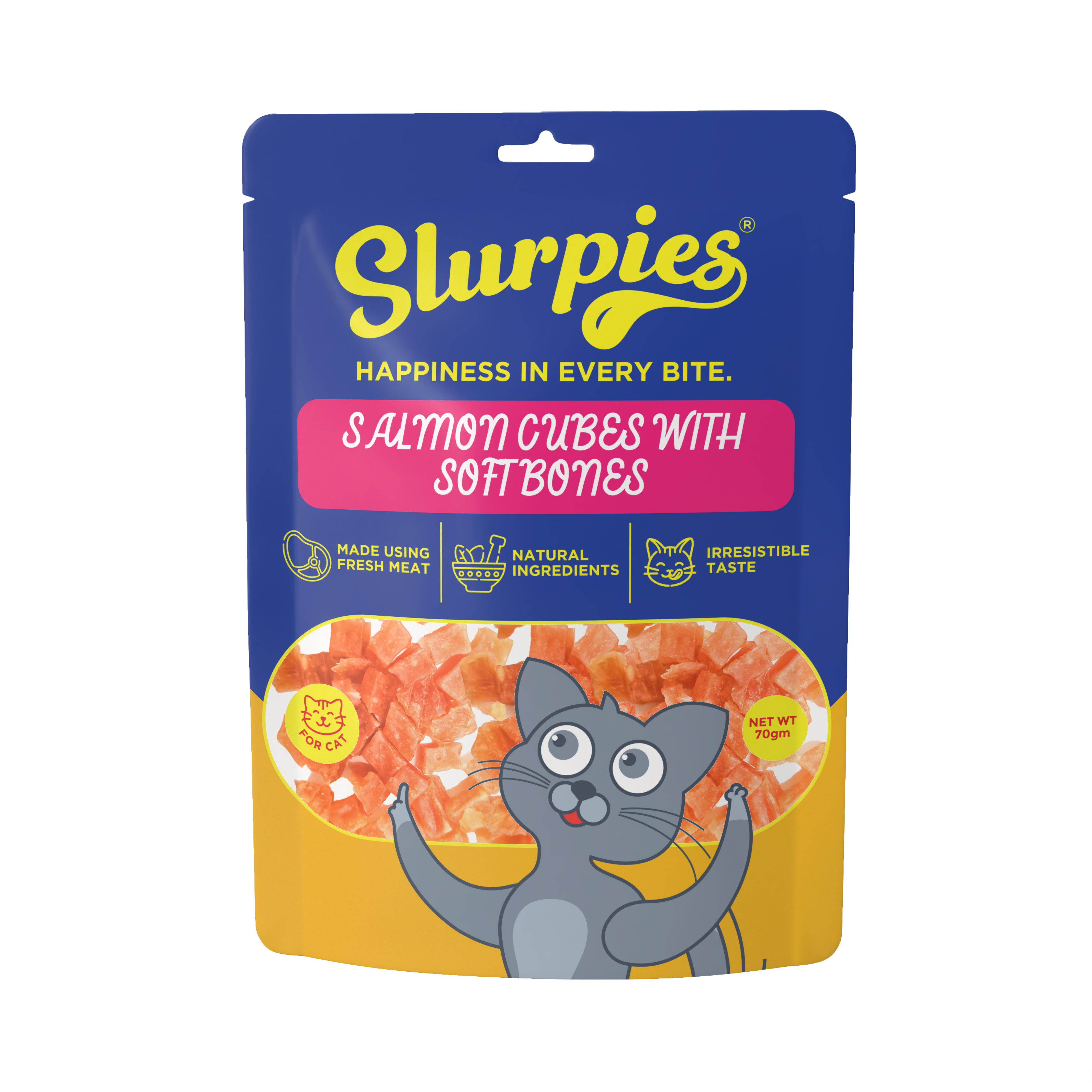 Slurpies Salmon Cubes With Soft Bone (For Cats) - Image 1
