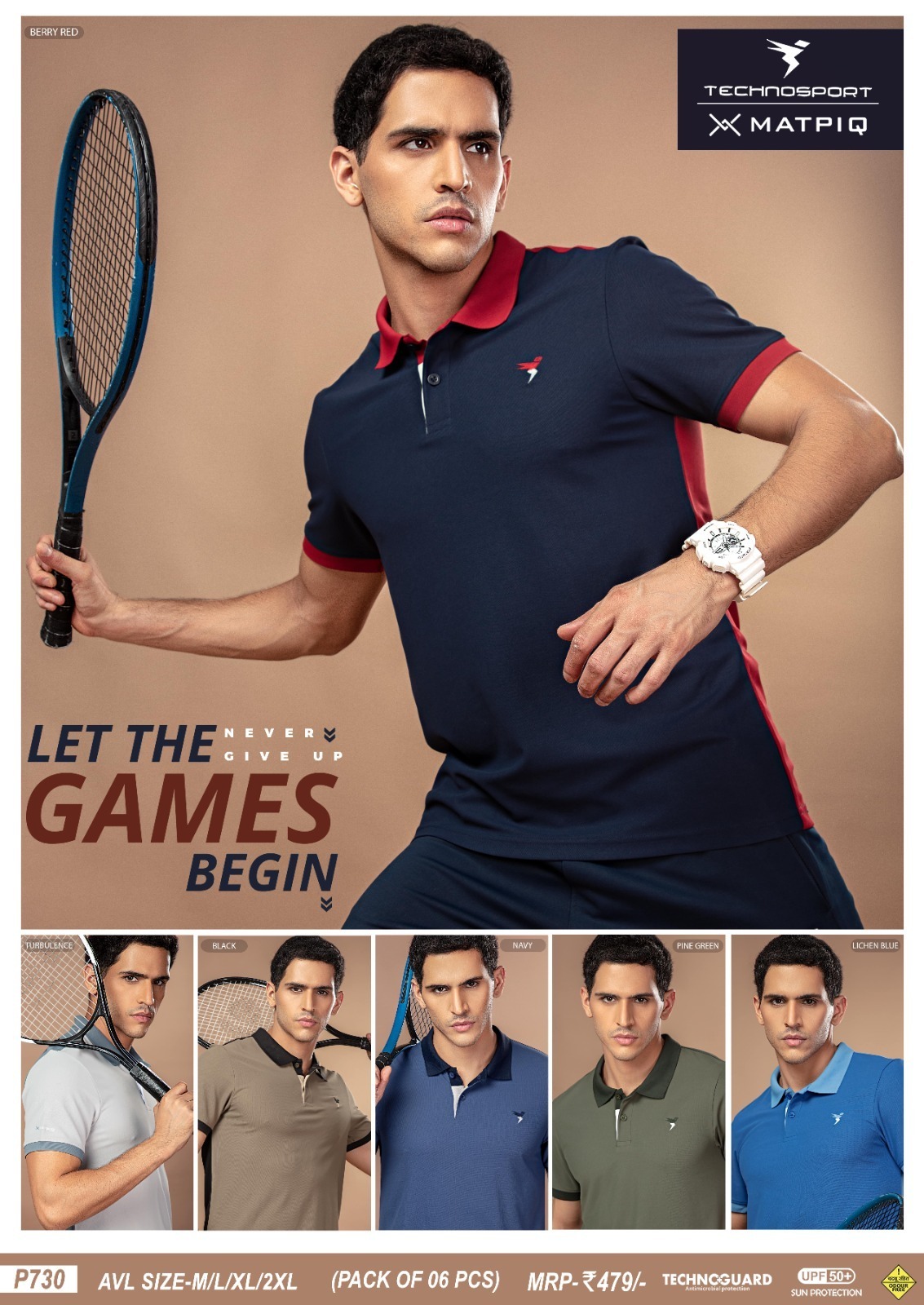 P730 ASSORTED MENS TECHNOSPORT COLLAR H/S L - Image 1