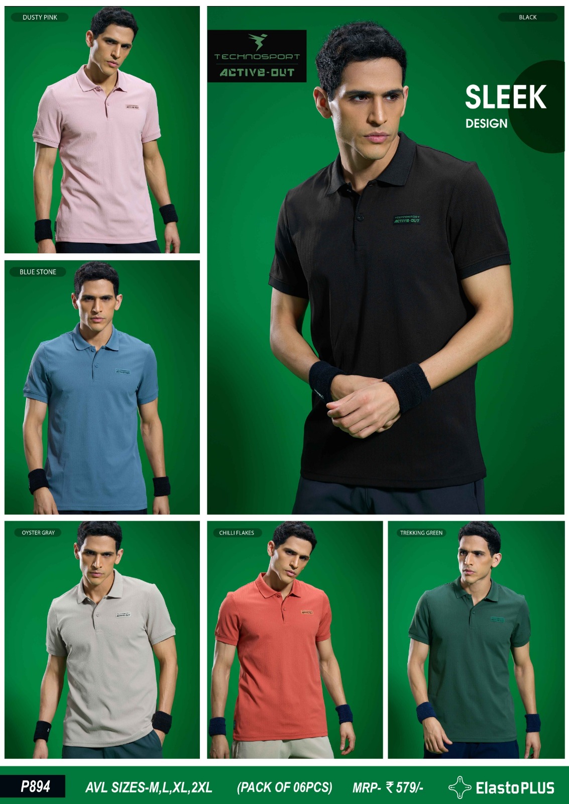 P894 ASSORTED MENS TECHNOSPORT COLLAR L - Image 1