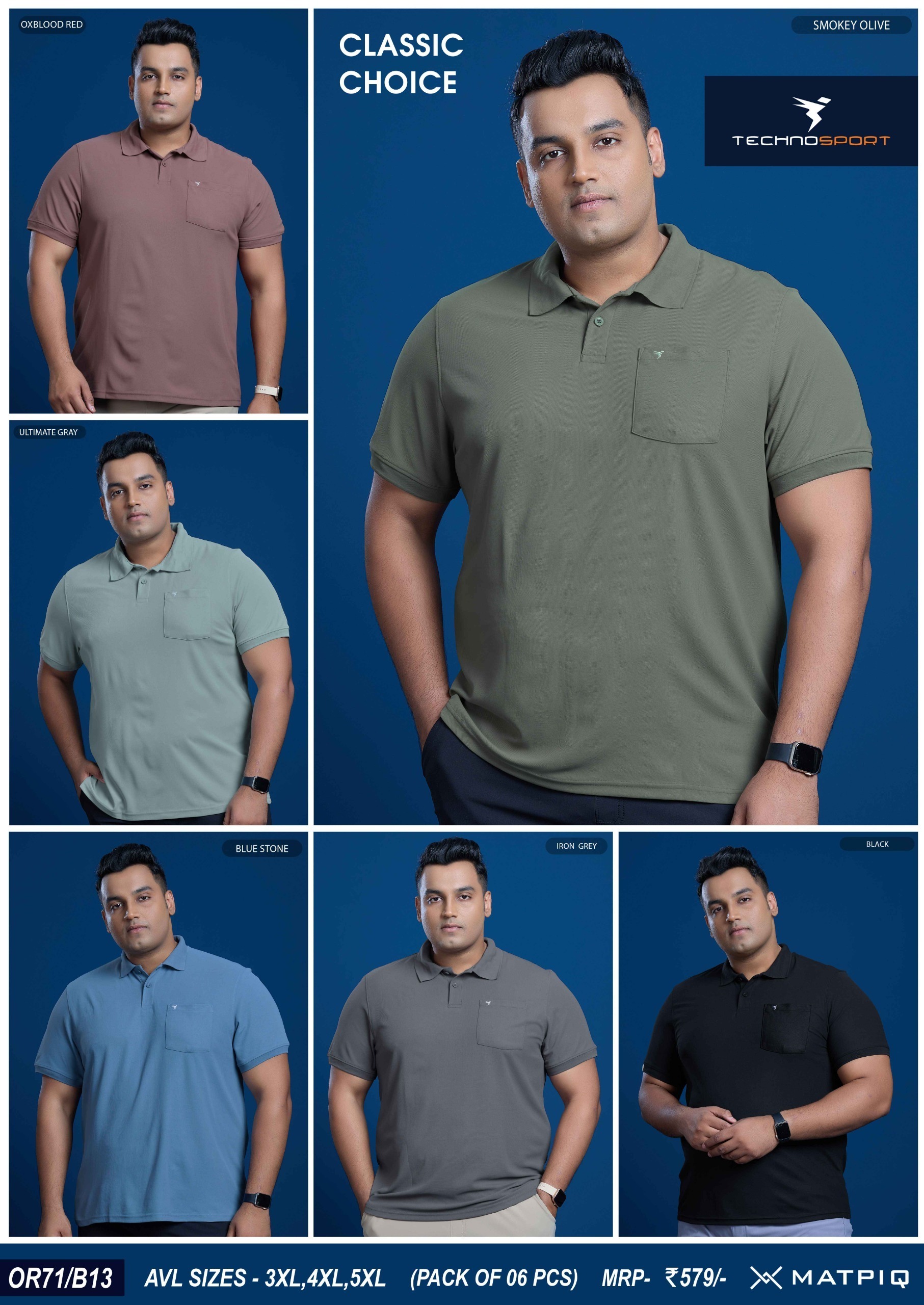 OR71/B13 ASSORTED MENS TECHNOSPORT COLLAR H/S 5XL - Image 1