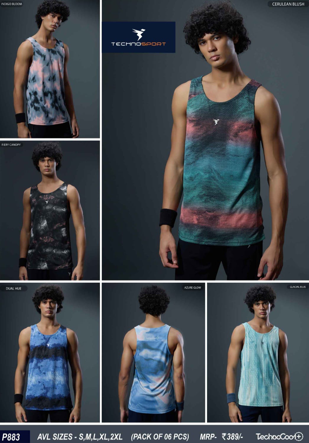 P883 ASSORTED MENS TECHNOSPORT GYM VEST S - Image 1
