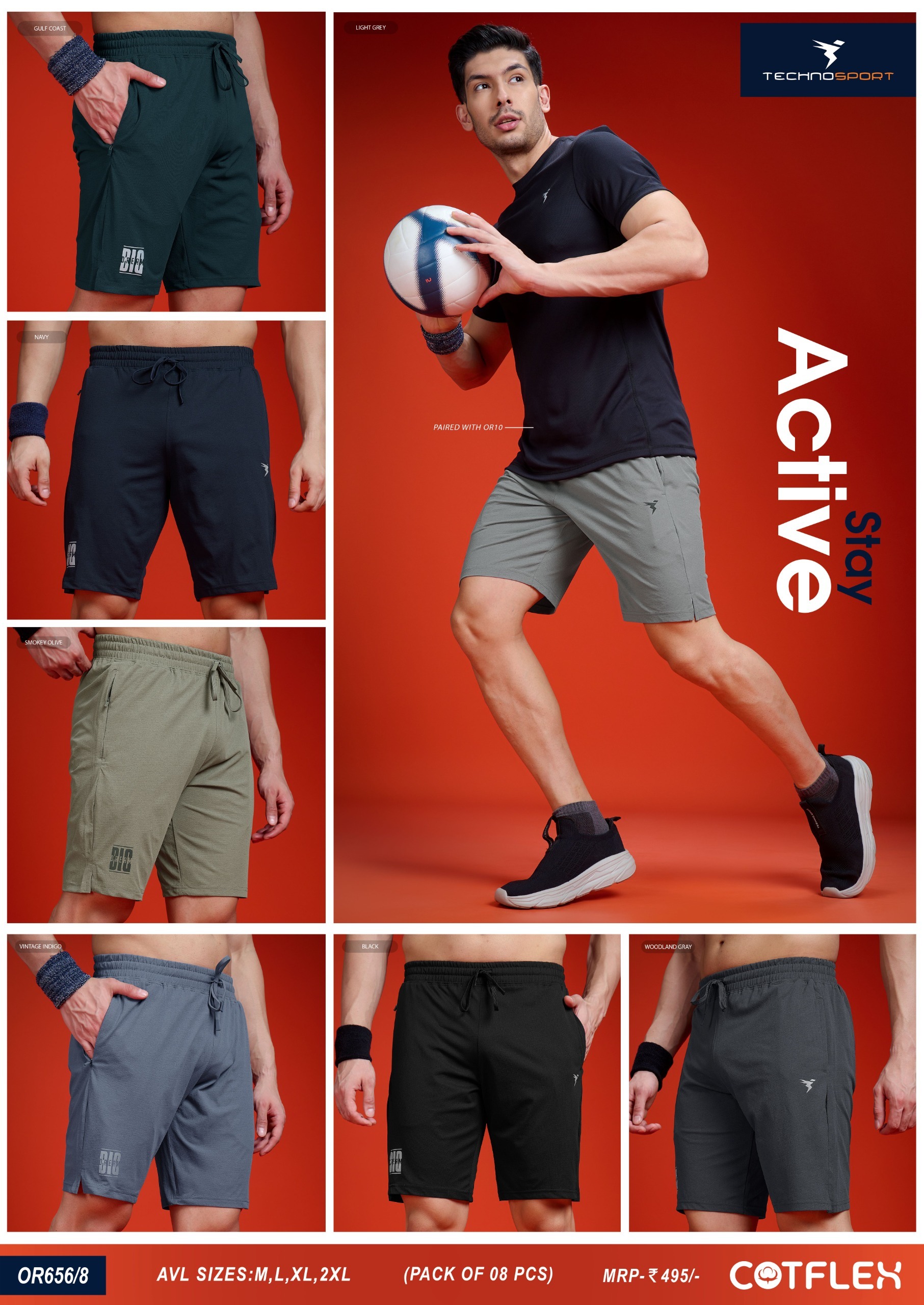 OR656 ASSORTED MENS TECHNOSPORT SHORTS (2XL) - Image 1