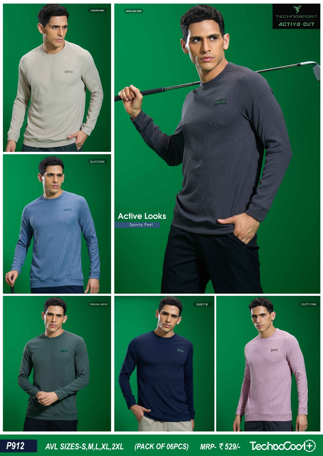 P912 ASSORTED MENS TECHNOSPORT CREW NECK XL - Image 1