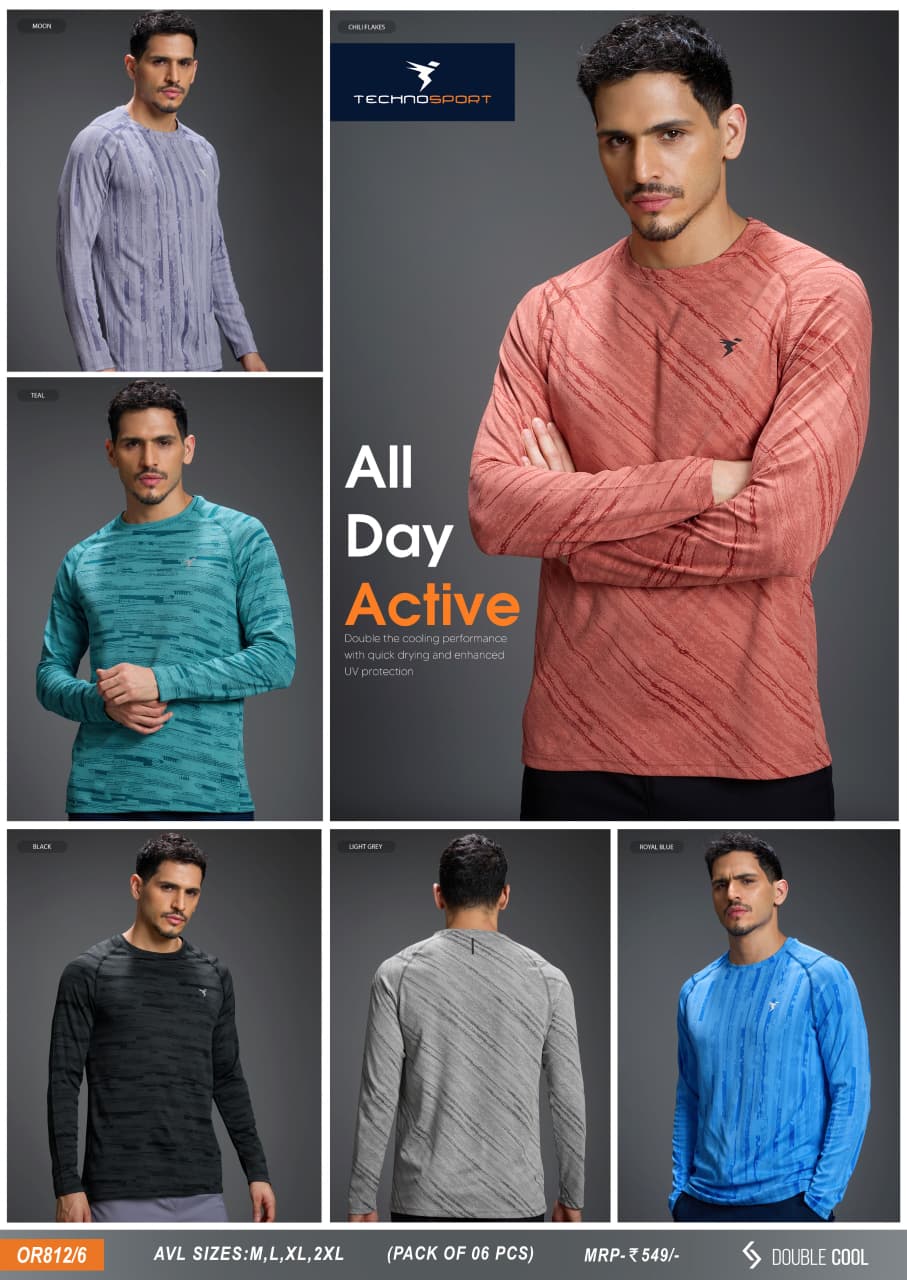 OR812/6 ASSORTED MENS TECHNOSPORT CREW NECK XL - Image 1