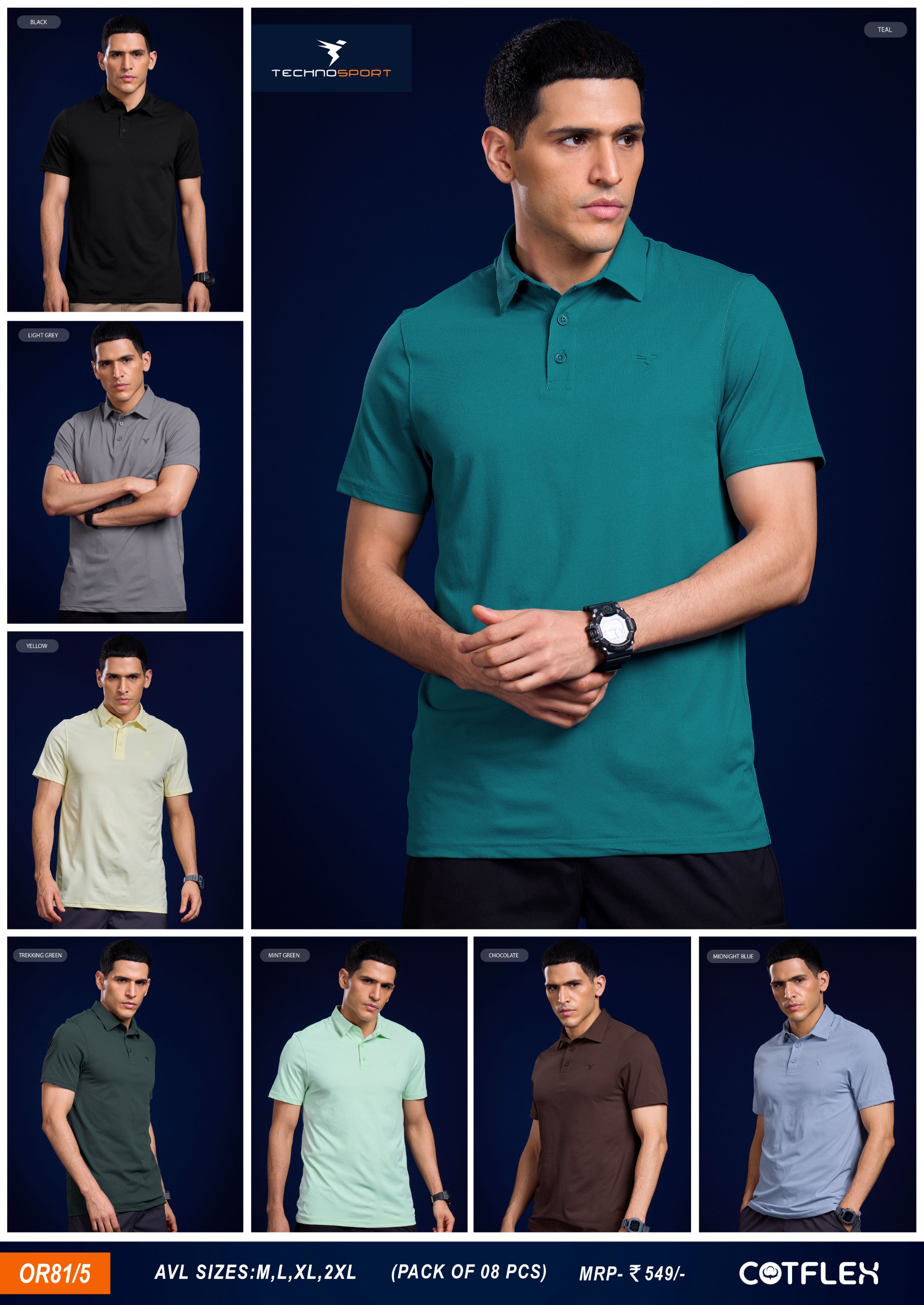 OR81/5 ASSORTED MENS TECHNOSPORT COLLAR L - Image 1