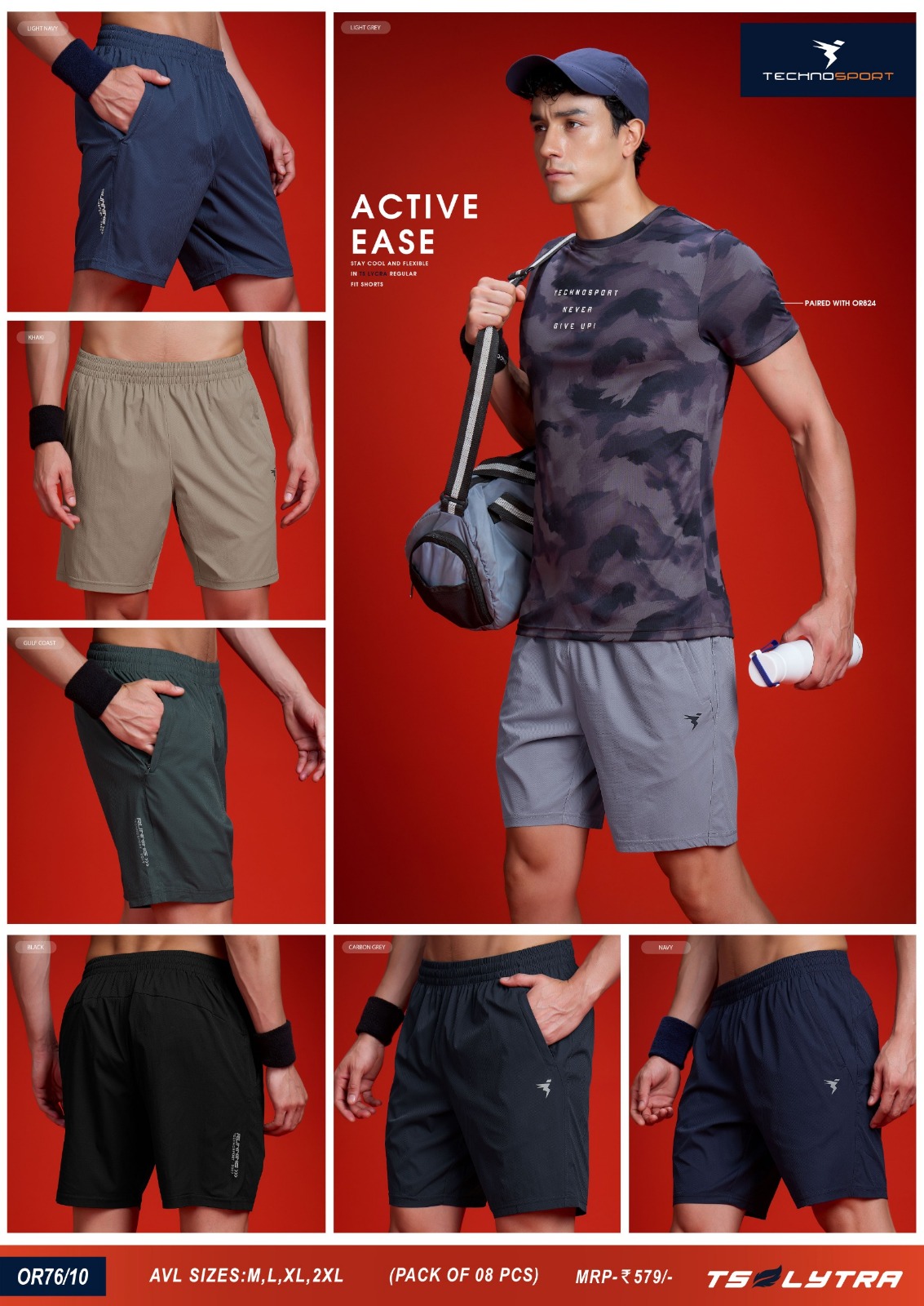 OR76/9 ASSORTED MENS TECHNOSPORT SHORTS M - Image 1