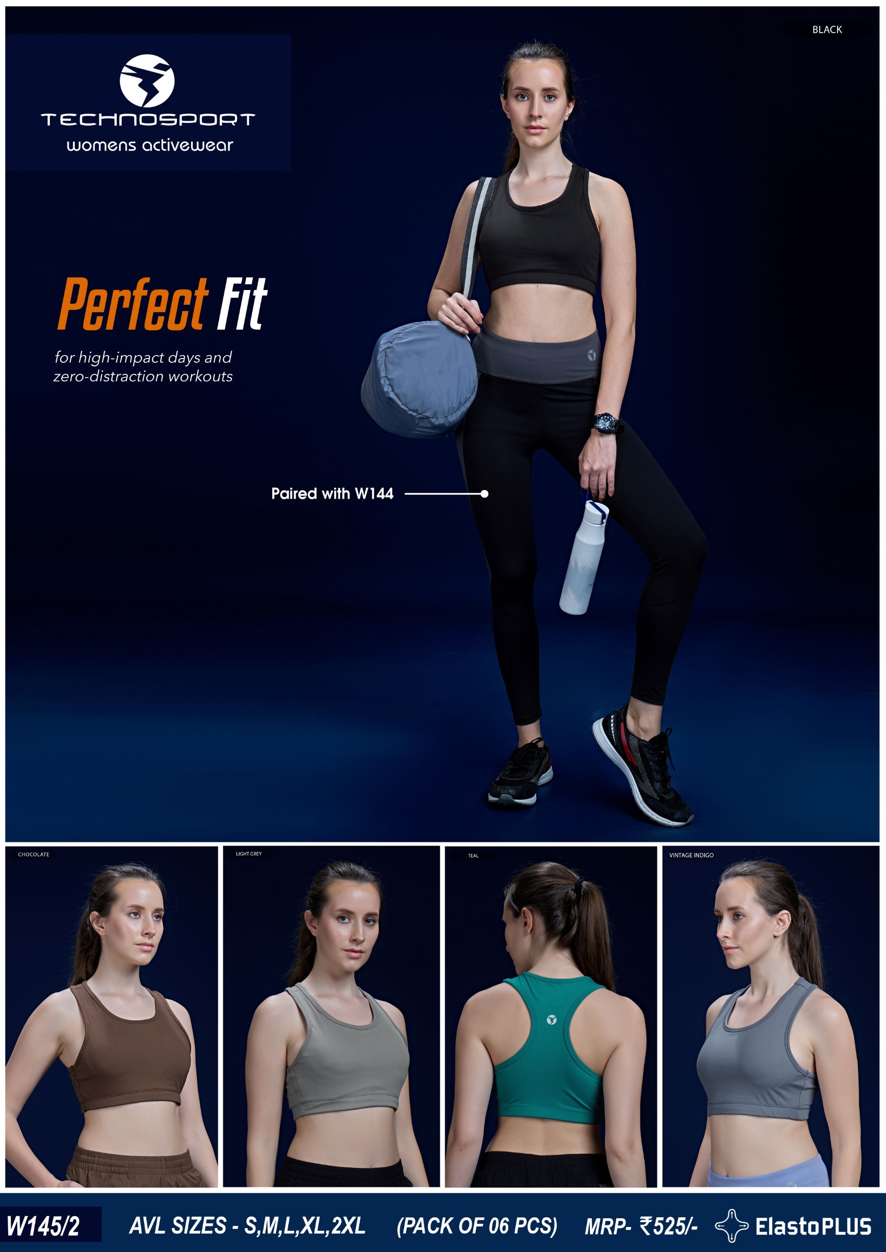 W145/2 ASSORTED WOMENS TECHNOSPORT SPORTS BRA S - Image 1