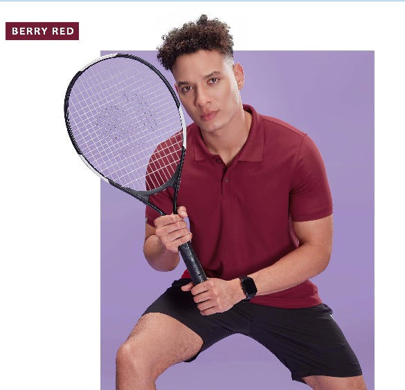OR51 BERRY RED MENS TECHNOSPORT COLLAR H/S (M) - Image 2
