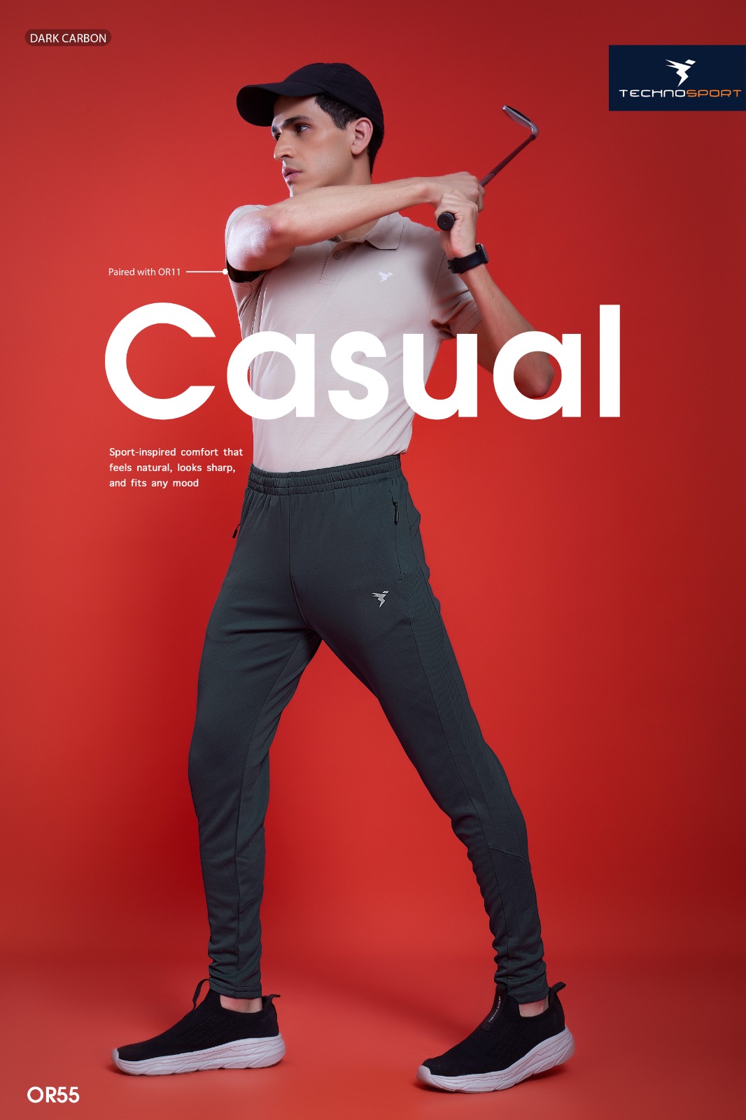 OR55 DARK CARBON MENS TECHNOSPORT TRACK PANT (L) - Image 1