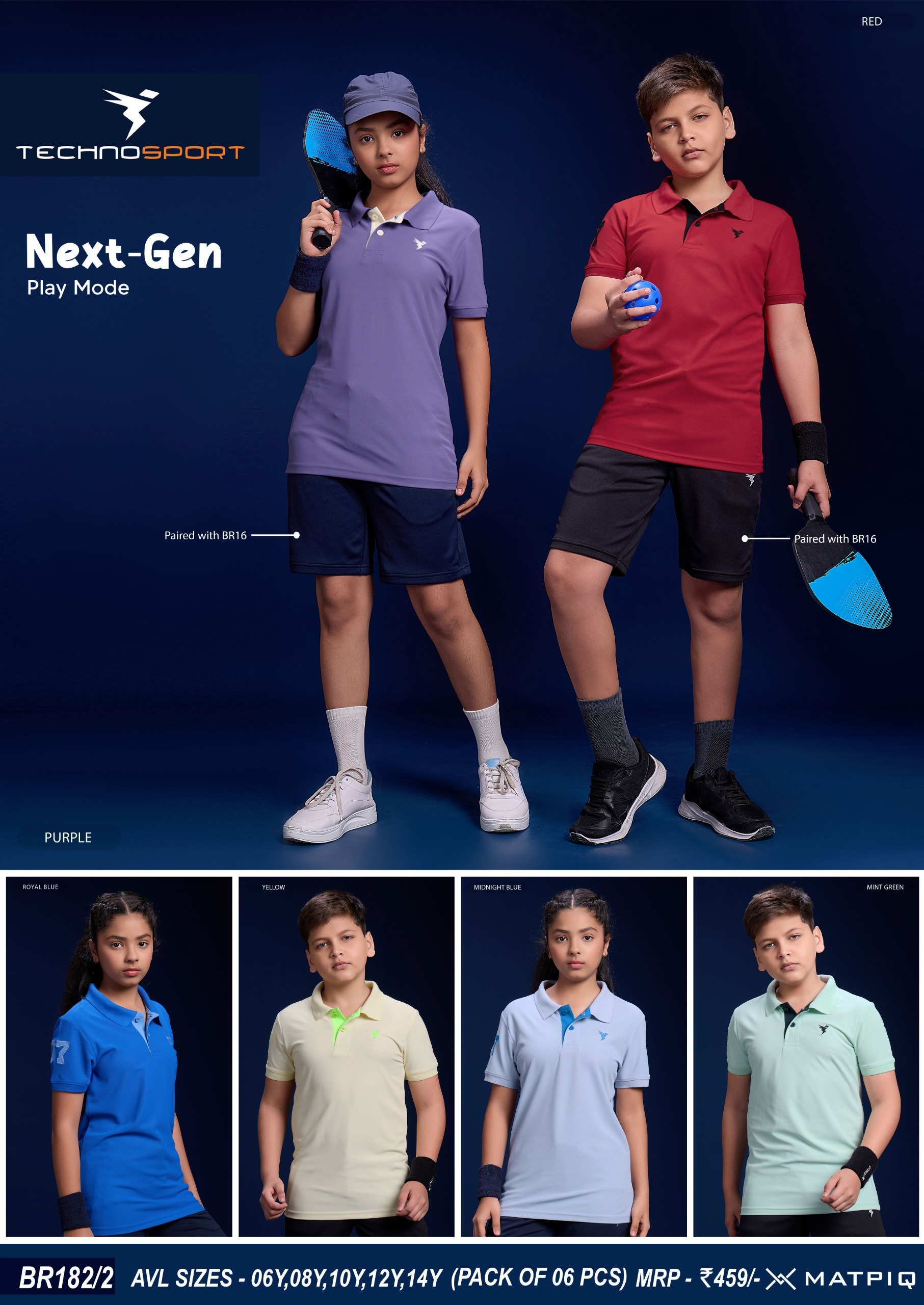 BR182/2 ASSORTED KIDS TECHNOSPORT COLLAR 08Y - Image 1