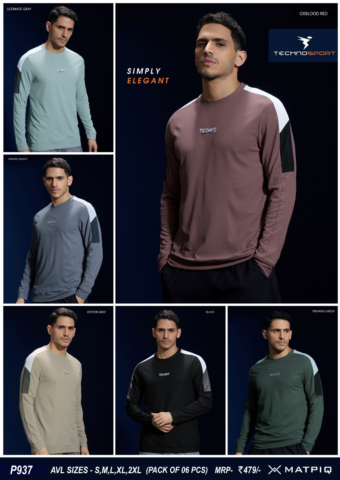 P937 ASSORTED MENS TECHNOSPORT CREW NECK L - Image 1