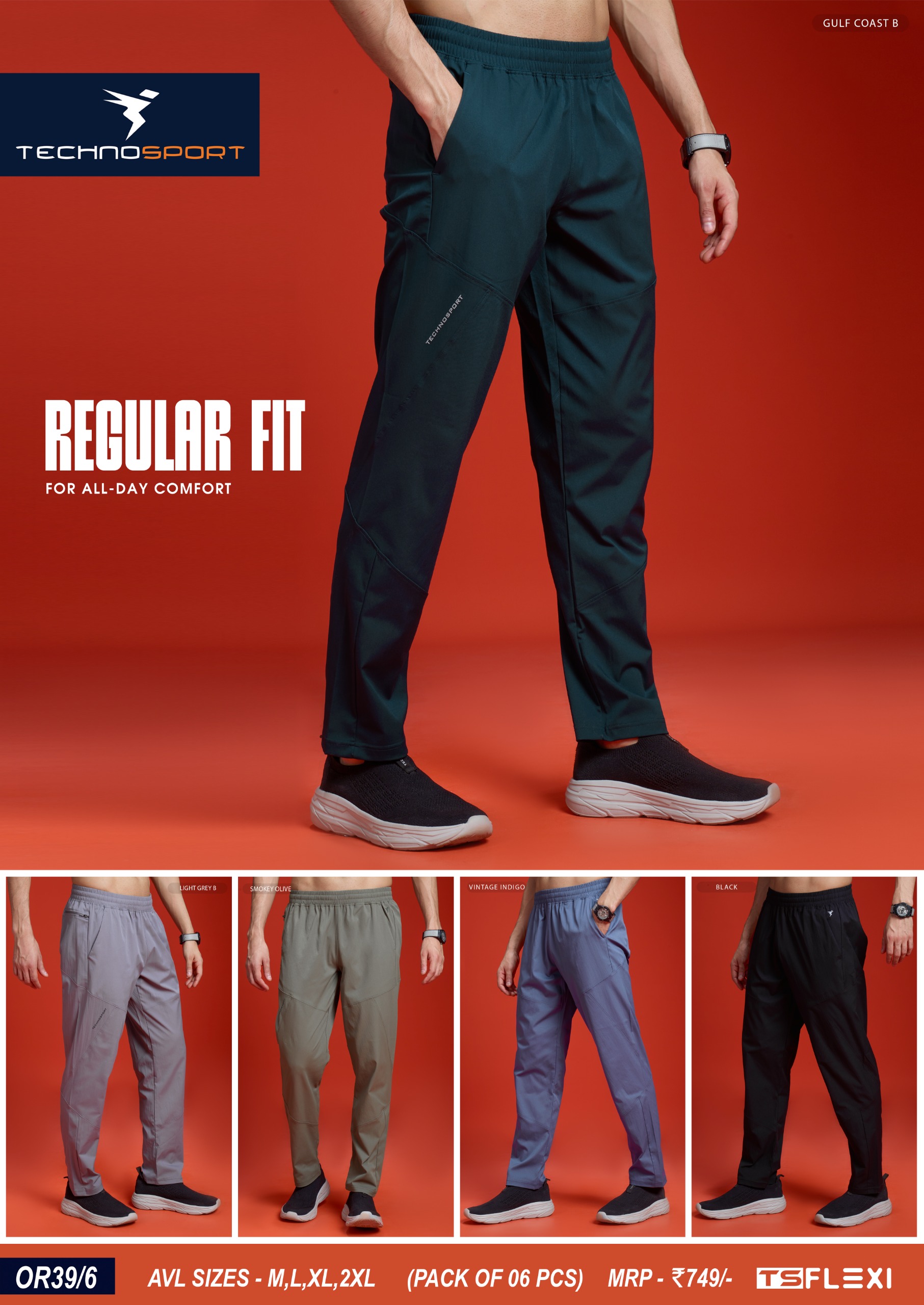 OR39/6 ASSORTED MENS TECHNOSPORT TRACK PANT L - Image 1