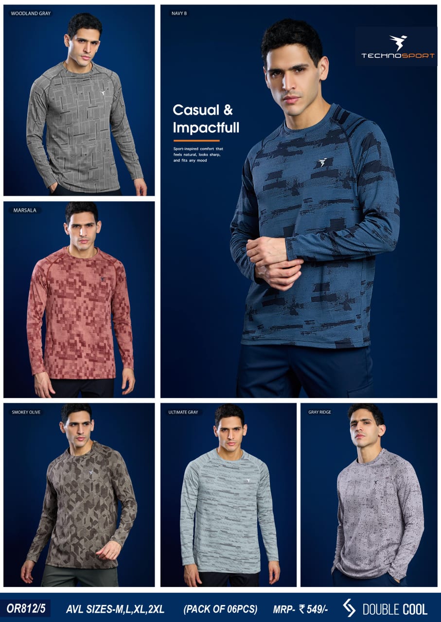 OR812/5 ASSORTED MENS TECHNOSPORT CREW NECK M - Image 1
