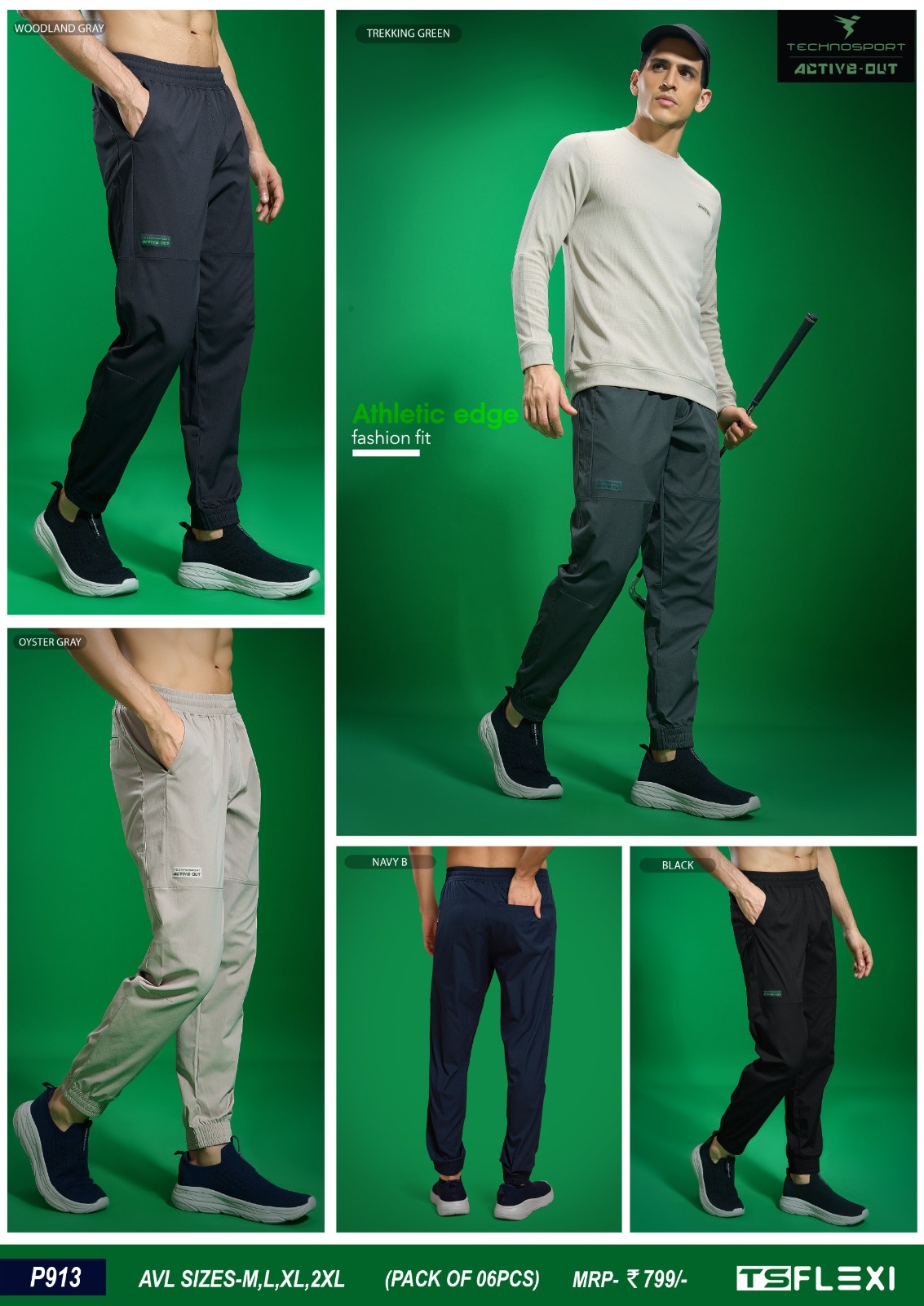 OR913 ASSORTED MENS TECHNOSPORT TRACK PANT (XL) - Image 1