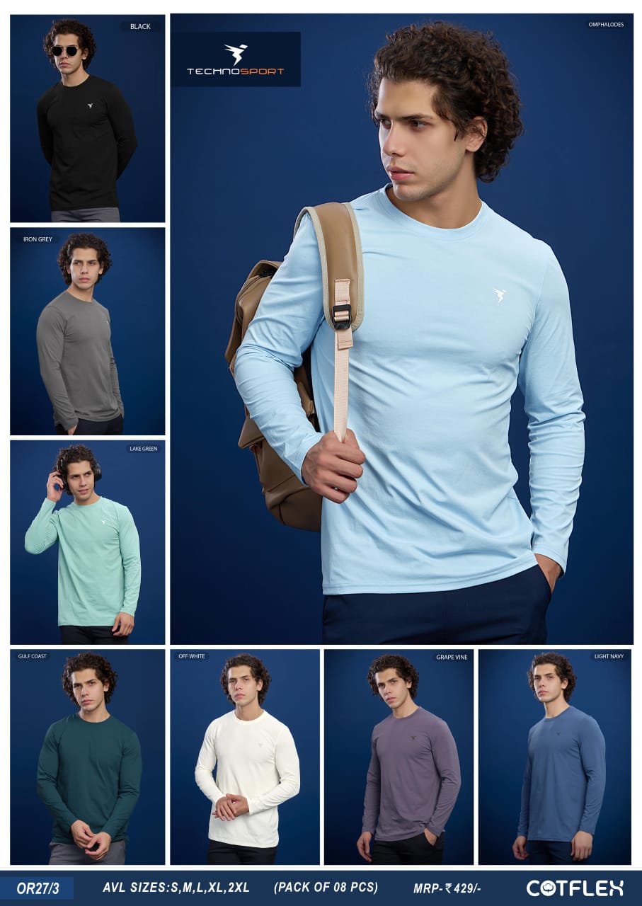 OR27/3 ASSORTED MENS TECHNOSPORT CREW NECK L - Image 1